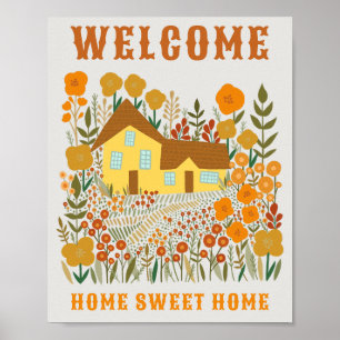 WELCOME ZUHAUSE SWEET ZUHAUSE Farmhouse Blume CUST Poster