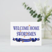 Welcome Zuhause Swordsmen Postkarte (Stehend Vorderseite)