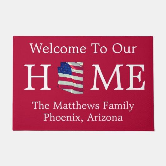 Welcome Zuhause USA Flag AZ Map Doormat Fußmatte (Vorderseite)