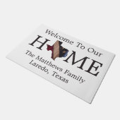 Welcome Zuhause USA Flag Texas Map Doormat Fußmatte (Schrägansicht)