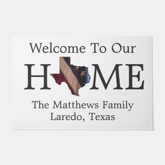 Welcome Zuhause USA Flag Texas Map Doormat Fußmatte (Vorderseite)