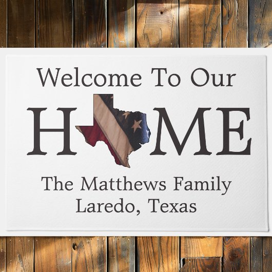 Welcome Zuhause USA Flag Texas Map Doormat Fußmatte