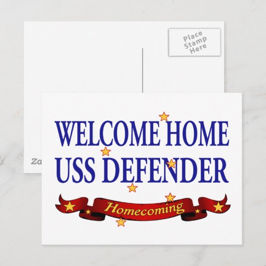 Welcome Zuhause USS Defender Postkarte (Vorne/Hinten)
