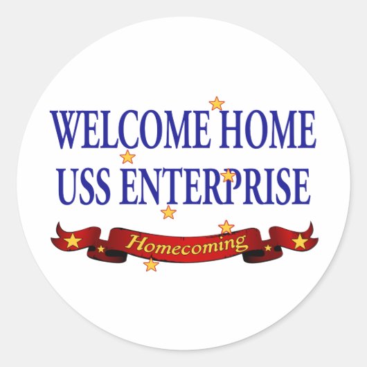 Welcome Zuhause USS Enterprise Runder Aufkleber (Vorderseite)