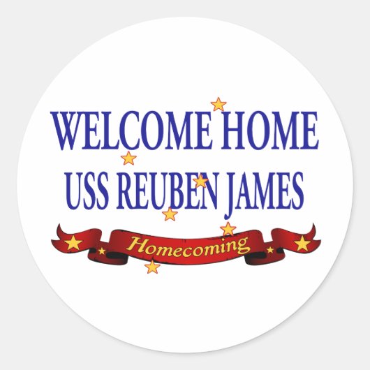 Welcome Zuhause USS Reuben James Runder Aufkleber (Vorderseite)