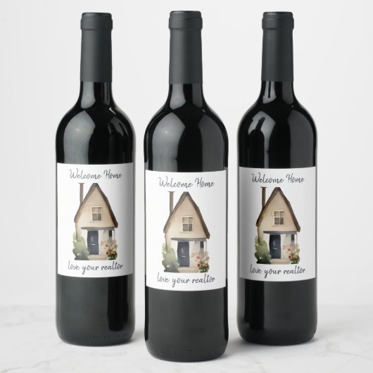Welcome Zuhause Wine Label - Realtor Geschenk Weinetikett (Flaschen)