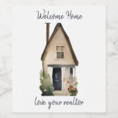 Welcome Zuhause Wine Label - Realtor Geschenk Weinetikett (Einzelnes Label)