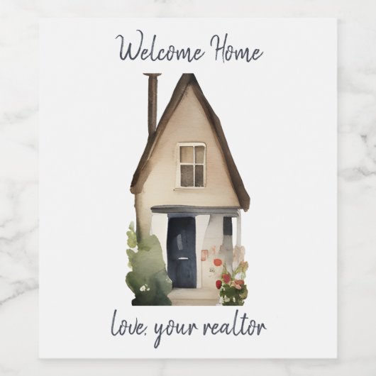 Welcome Zuhause Wine Label - Realtor Geschenk Weinetikett (Einzelnes Label)