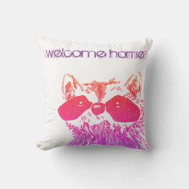 Welcome Zuhause Woodland Pink Raccoon Kissen