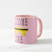 WELCOME ZUHAUSE WORTEN UND PATTERN ART TASSE (VorderseiteRechts)