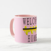 WELCOME ZUHAUSE WORTEN UND PATTERN ART TASSE (Vorderseite Links)