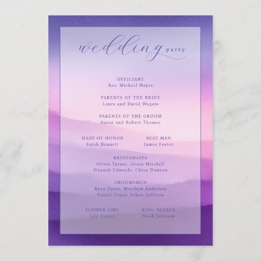 "Welcoming Ceremony Purple Gradient" Programm (Rückseite)