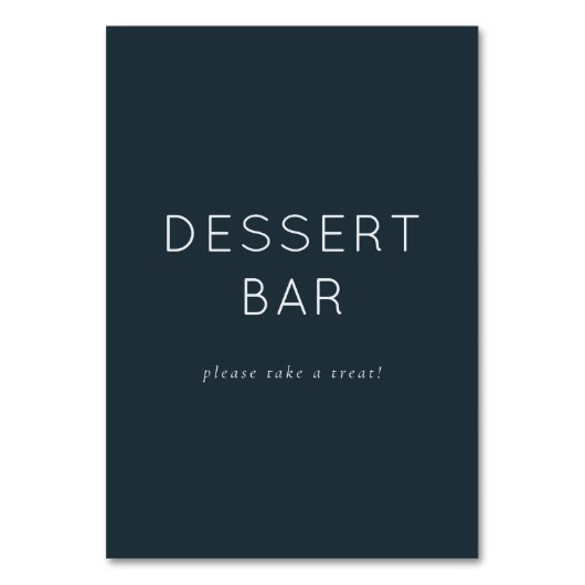 Welcoming Navy Minimalist Dessert Bar Sign Tischnummer (Vorderseite)