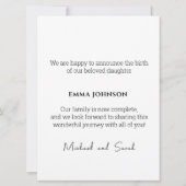 Welcoming Photo Birth Announcement Card Einladung (Rückseite)