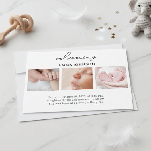 Welcoming Photo Birth Announcement Card Einladung