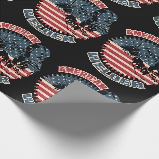 Welder American Flag USA Patriotic Welder Gift Geschenkpapier (Ecke)