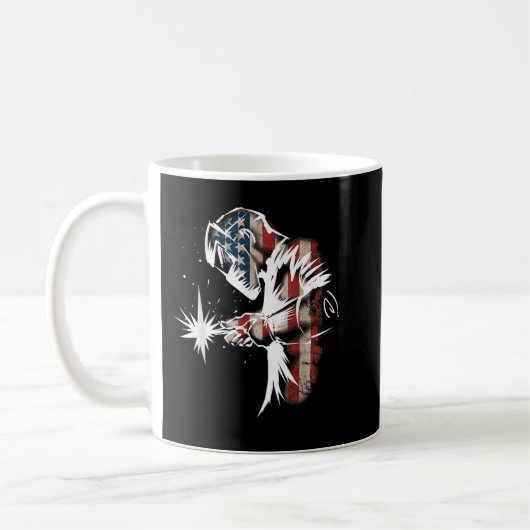 Welder American Flag USA Patriotic Welder Gift Kaffeetasse (Links)