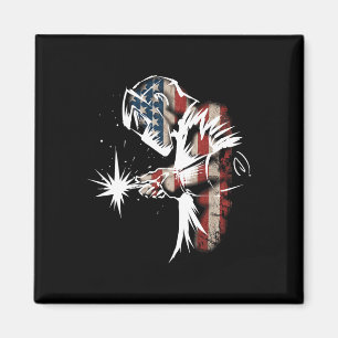 Welder American Flag Usa Patriotic Welder Gift Magnet