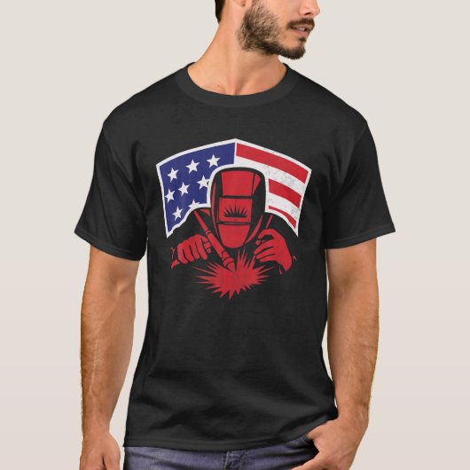 Welder American Flag USA Patriotic Welder T-Shirt (Vorderseite)