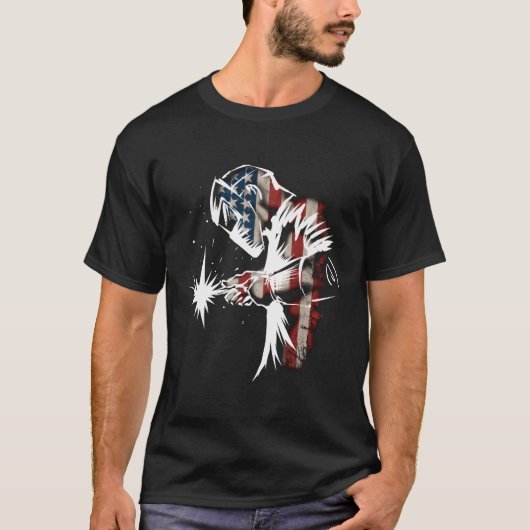 Welder American Flag Usa Patriotic Welder T-Shirt (Vorderseite)