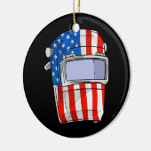 Welder American Flag Welding Helmet Patriotic Keramik Ornament (Links)