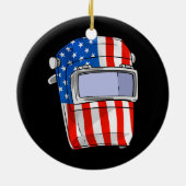 Welder American Flag Welding Helmet Patriotic Keramik Ornament (Hinten)