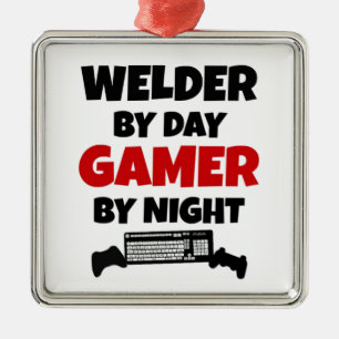 Welder by Day Gamer by Night Silbernes Ornament