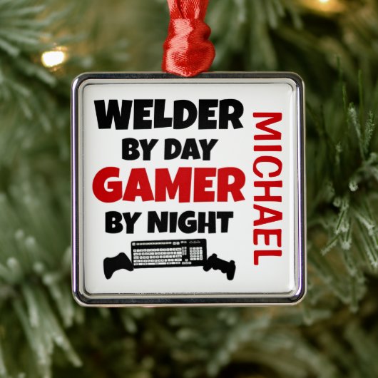 Welder-Lieben spielen Videospiele Ornament Aus Metall (Baum)