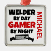 Welder-Lieben spielen Videospiele Ornament Aus Metall (Vorne)