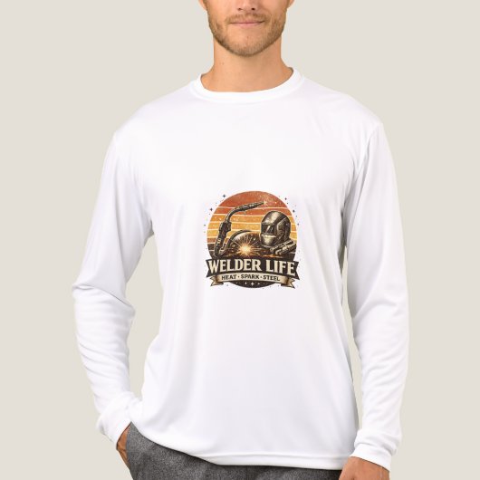 Welder Life Retro Sunset Bold Vintage Art Tee (Vorderseite)