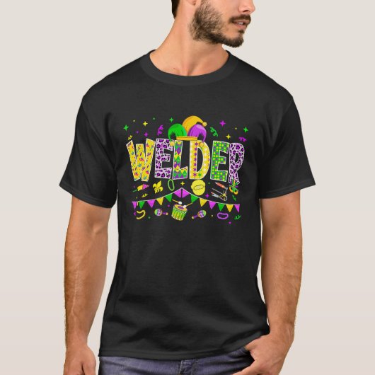 Welder Mardi Gras Carnival Party Frauen Männer T-Shirt (Vorderseite)