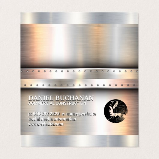 Welder | Metall gebürstet mit Rivets Hintergrund Visitenkarten (Außenseite Aufgefaltet)