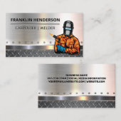 Welder mit Blow Torch | Metallic Visitenkarte (Vorne/Hinten)
