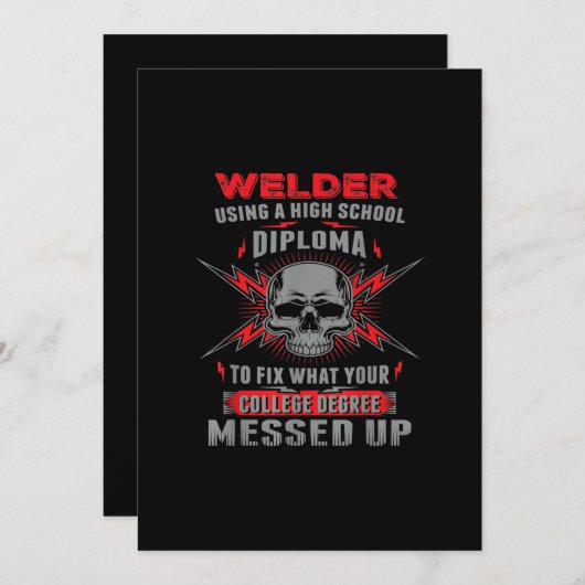 Welder mit einem High School-Diplom, um das zu rep Ankündigung (Vorne/Hinten)