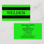 Welder Neon Green Business Card Visitenkarte (Vorne/Hinten)