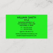 Welder Neon Green Business Card Visitenkarte (Rückseite)