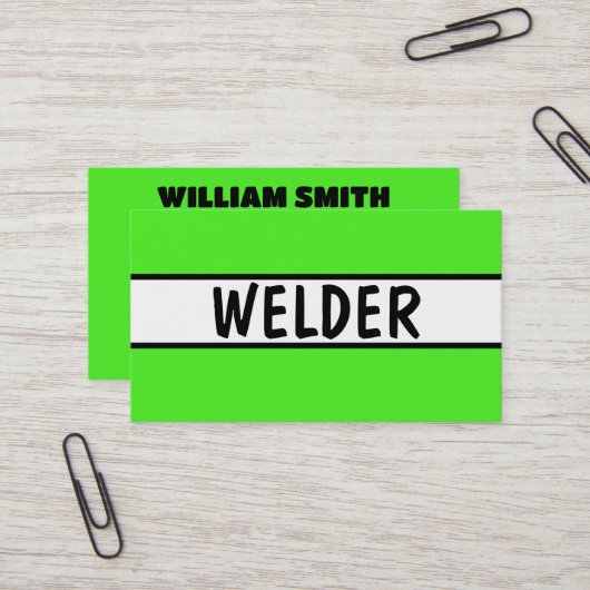 Welder Neon Green Visitenkarte (Vorderseite/Rückseite Beispiel)