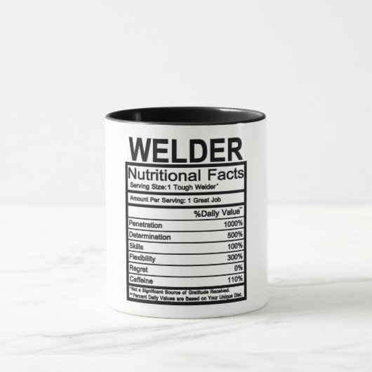 Welder Nutritional Facts Tasse (Zentrum)
