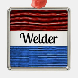 Welder Patriotic Christmas Ornament