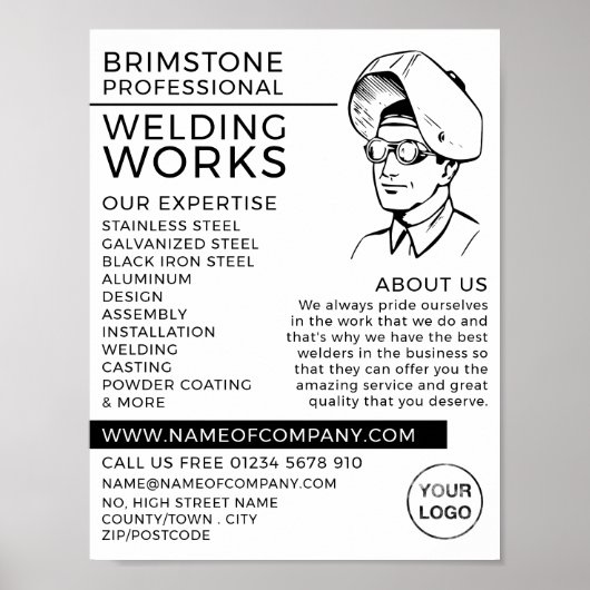 Welder Portrait Sketch, Metallarbeiter, Welder Poster (Vorne)