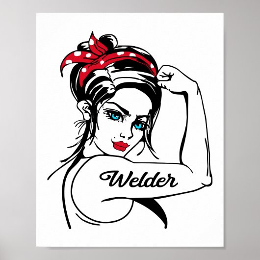Welder Rosie The Riveter Button Up Poster (Vorne)