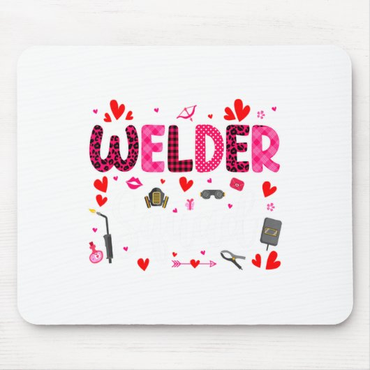 Welder Squad Cute Tools Hearts Costume Valentines  Mousepad (Vorne)