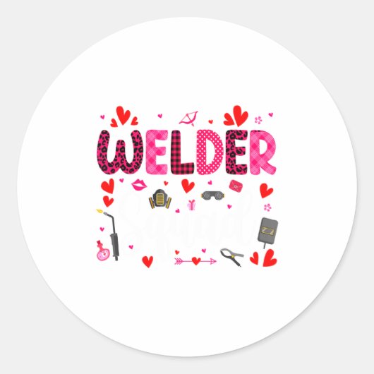 Welder Squad Cute Tools Hearts Costume Valentines  Runder Aufkleber (Vorderseite)