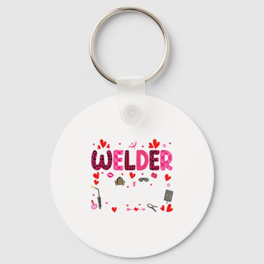 Welder Squad Cute Tools Hearts Costume Valentines Schlüsselanhänger (Vorderseite)