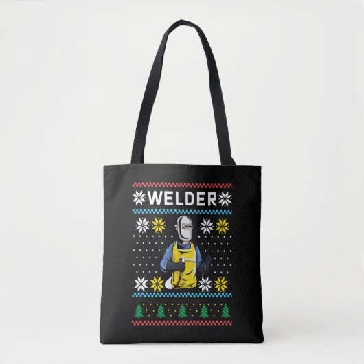 Welder Strick Ugly Christmas Sweater Geschenk Tasche (Vorderseite)