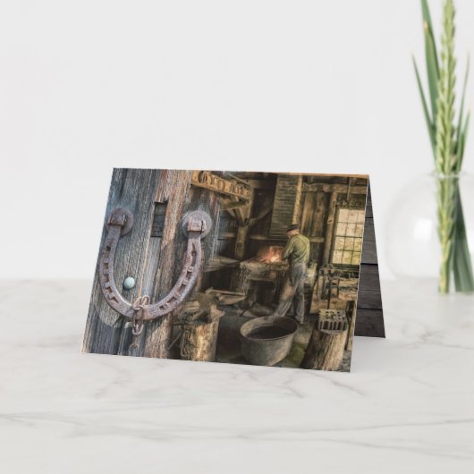Welder Vintag Blacksmith Horseshoes Karte (Vorderseite)