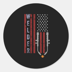 Welder Vintage US-amerikanische Flagge Welder Weld Runder Aufkleber