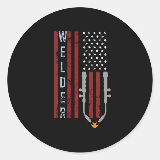 Welder Vintage US-amerikanische Flaggenschweißen Runder Aufkleber (Vorderseite)