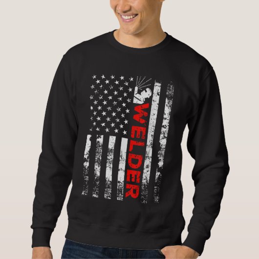 Welder Vintage US-amerikanische Flaggenschweißen Sweatshirt (Vorderseite)