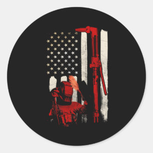 Welder Welding Patriotic American Flag Runder Aufkleber